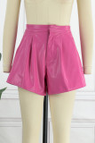 Solid Buttons Loose High Waist Wide Leg Solid Color Bottoms