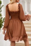 Sweet Elegant Solid Flounce V Neck A Line Dresses