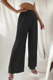 Casual Simplicity Solid Fold Loose High Waist Wide Leg Solid Color Bottoms