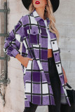 Work Plaid Buckle Turndown Collar Outerwear