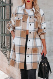 Work Plaid Buckle Turndown Collar Outerwear