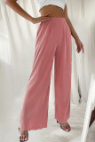 Casual Simplicity Solid Fold Loose High Waist Wide Leg Solid Color Bottoms