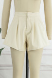 Solid Buttons Loose High Waist Wide Leg Solid Color Bottoms