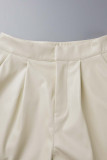 Solid Buttons Loose High Waist Wide Leg Solid Color Bottoms