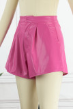 Solid Buttons Loose High Waist Wide Leg Solid Color Bottoms