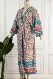 Casual Print Patchwork Cardigan Collar Outerwear
