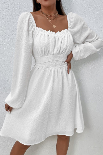 Solid Solid Color Square Collar A Line Dresses