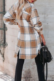 Work Plaid Buckle Turndown Collar Outerwear