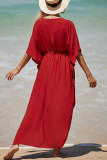 Vacation Simplicity Solid Frenulum Swimwears Cover Up