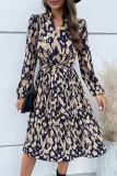 Elegant Print Fold V Neck A Line Dresses