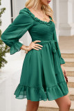 Sweet Elegant Solid Flounce V Neck A Line Dresses