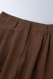 Elegant Simplicity Solid Buttons Without Belt Straight High Waist Straight Patchwork Bottoms