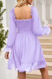 Sweet Elegant Solid Flounce V Neck A Line Dresses