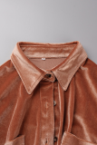 Casual Solid Patchwork Turndown Collar Tops