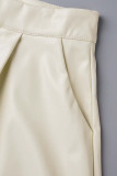 Solid Buttons Loose High Waist Wide Leg Solid Color Bottoms