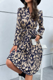 Elegant Print Fold V Neck A Line Dresses