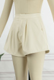 Solid Buttons Loose High Waist Wide Leg Solid Color Bottoms