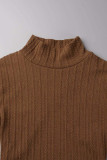 Casual Solid Backless Half A Turtleneck A Line Dresses