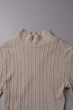 Casual Solid Backless Half A Turtleneck A Line Dresses
