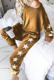 Casual Simplicity Print Patchwork O Neck Long Sleeve Two Pieces