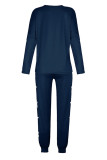 Casual Simplicity Print Patchwork O Neck Long Sleeve Two Pieces
