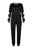 Casual Simplicity Print Patchwork O Neck Long Sleeve Two Pieces