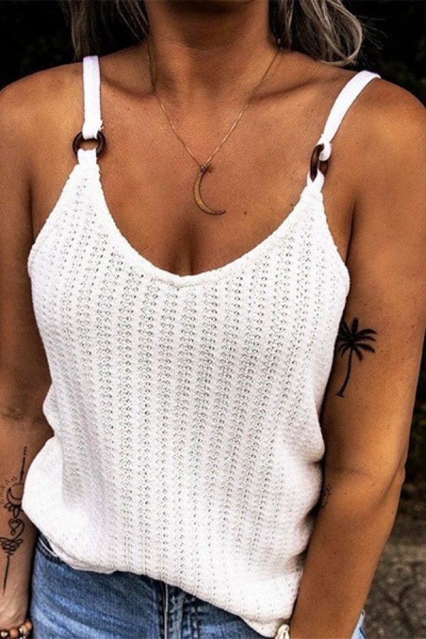 Casual Simplicity Solid Patchwork V Neck Tops