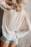 Work Elegant Solid Lace V Neck Tops