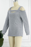 Casual Simplicity Solid Solid Color Square Collar Tops