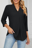 Casual Simplicity Solid Ripped Solid Color V Neck Tops