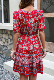 Bohemian Vintage National Totem Print V Neck A Line Dresses