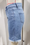 Casual Street Solid Make Old Straight Denim Shorts