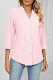 Casual Simplicity Solid Ripped Solid Color V Neck Tops