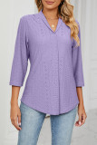 Casual Simplicity Solid Ripped Solid Color V Neck Tops