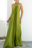 Sexy Vacation Solid Patchwork Solid Color Halter Sleeveless Dress Dresses