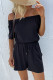 Casual Simplicity Solid Draw String Off the Shoulder Loose Rompers