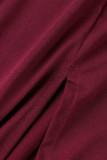 Sweet Elegant Solid Backless Slit Scarf Collar A Line Dresses