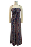 Sexy Casual National Totem Printing Strapless Loose Jumpsuits