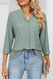Casual Simplicity Solid Ripped Solid Color V Neck Tops