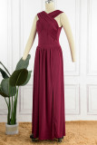 Sweet Elegant Solid Backless Slit Scarf Collar A Line Dresses