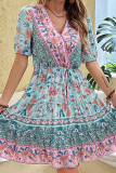 Bohemian Vintage National Totem Print V Neck A Line Dresses