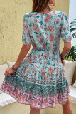 Bohemian Vintage National Totem Print V Neck A Line Dresses