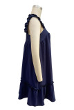 Casual Vacation Solid Flounce Square Collar A Line Dresses