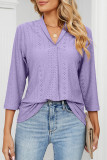 Casual Simplicity Solid Ripped Solid Color V Neck Tops
