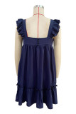 Casual Vacation Solid Flounce Square Collar A Line Dresses