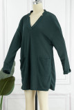 Casual Solid Pocket V Neck A Line Dresses