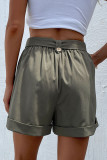 Casual Buttons Loose Straight Solid Color Bottoms