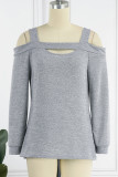 Casual Simplicity Solid Solid Color Square Collar Tops