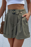 Casual Buttons Loose Straight Solid Color Bottoms