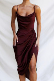 Sexy Simplicity Solid Asymmetrical U Neck Sling Dress Dresses